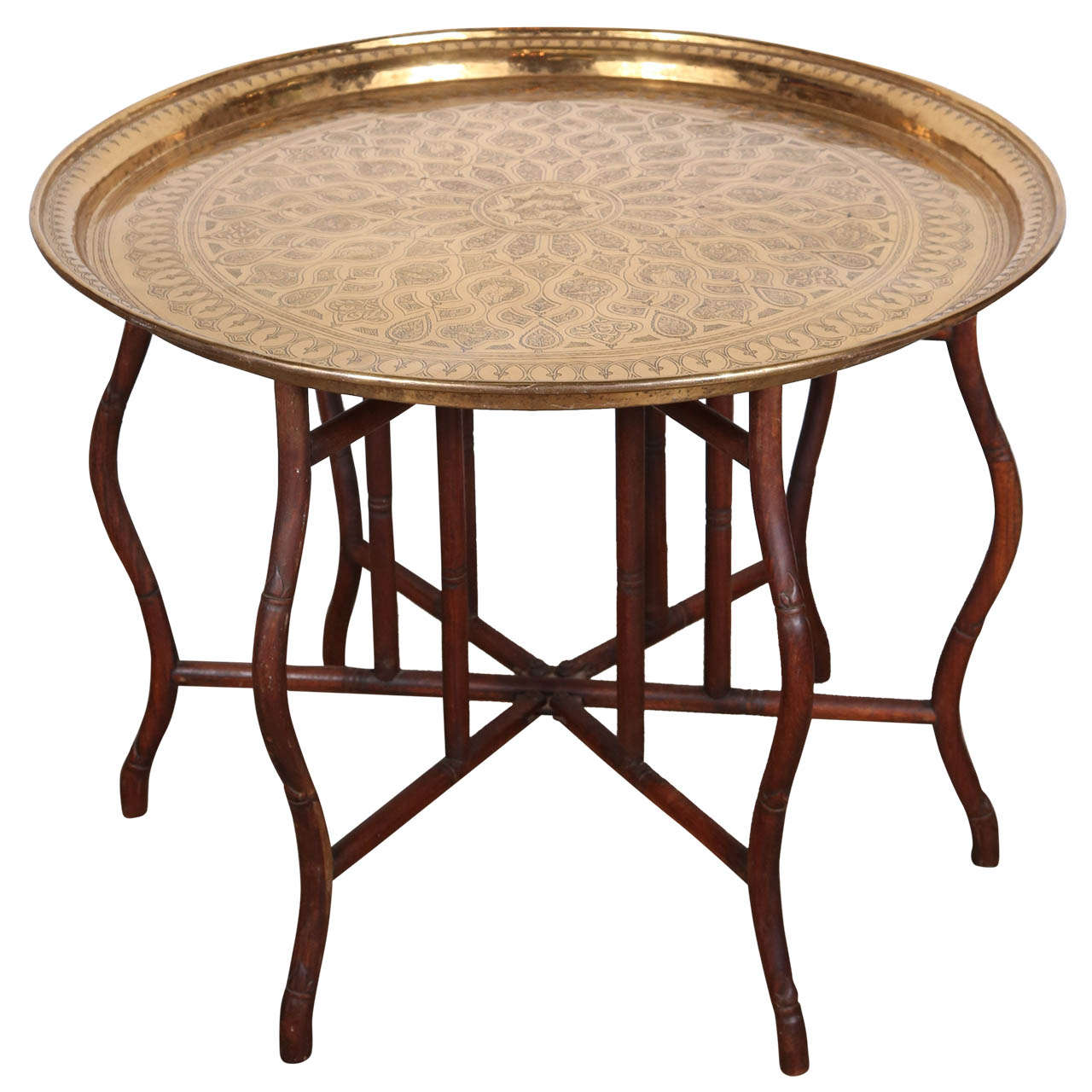 Large Persian polished brass tray table at 1stDibs