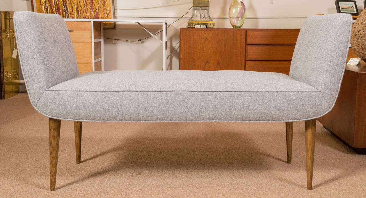 Modern Large Custom Made Wool & Walnut Saddle Bench