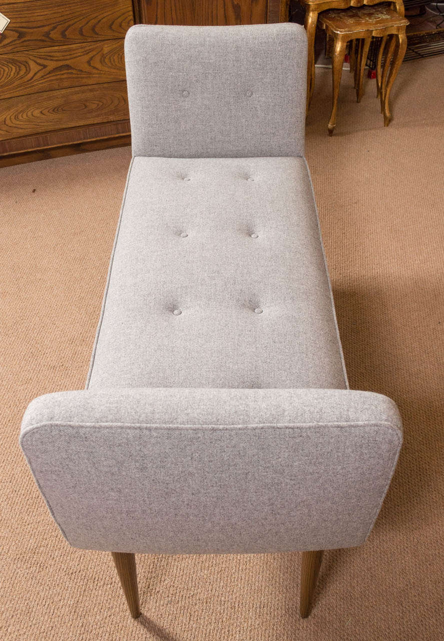 Large Custom Made Wool & Walnut Saddle Bench In Excellent Condition In San Francisco, CA