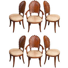 Six Walnut Venetian Grotto Chairs