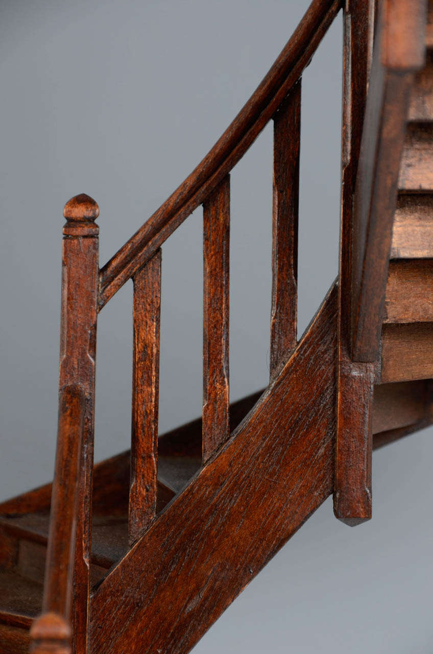 Folk Art 19th Century Carved Walnut Masterpiece Spiral Staircase