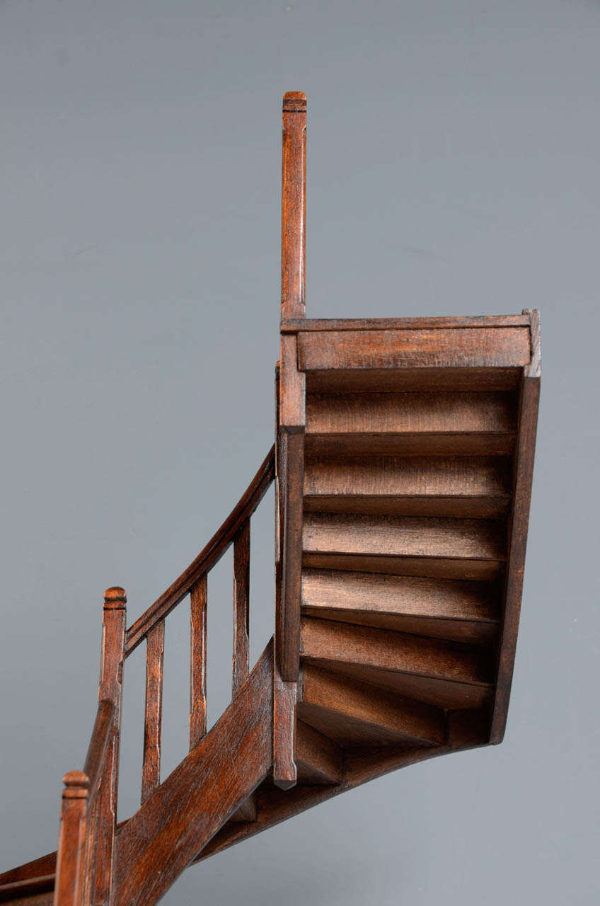 French 19th Century Carved Walnut Masterpiece Spiral Staircase
