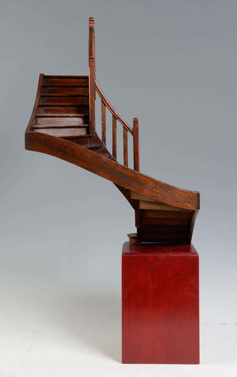 19th Century Carved Walnut Masterpiece Spiral Staircase 1