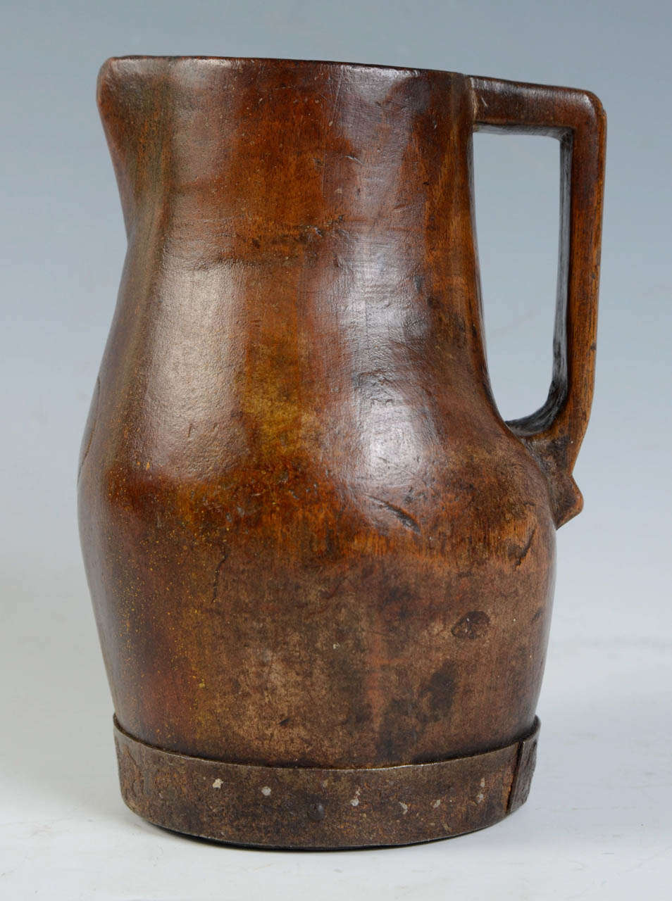Folk Art 19th Century French Carved Wooden Jug