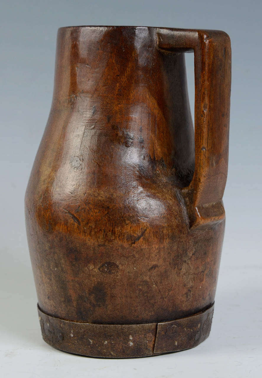 Walnut 19th Century French Carved Wooden Jug