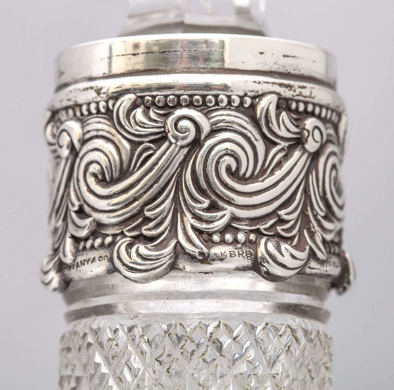 Very Rare Tall Sterling Silver-Mounted Tiffany & Co. Decanter In Excellent Condition For Sale In New York, NY