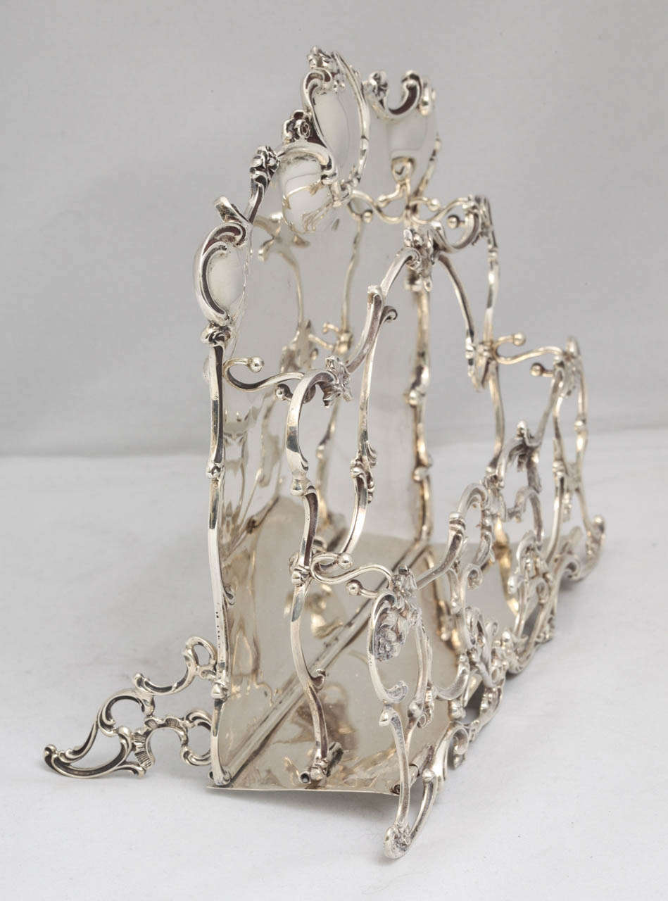 American Sterling Silver Footed Art Nouveau Letter Rack