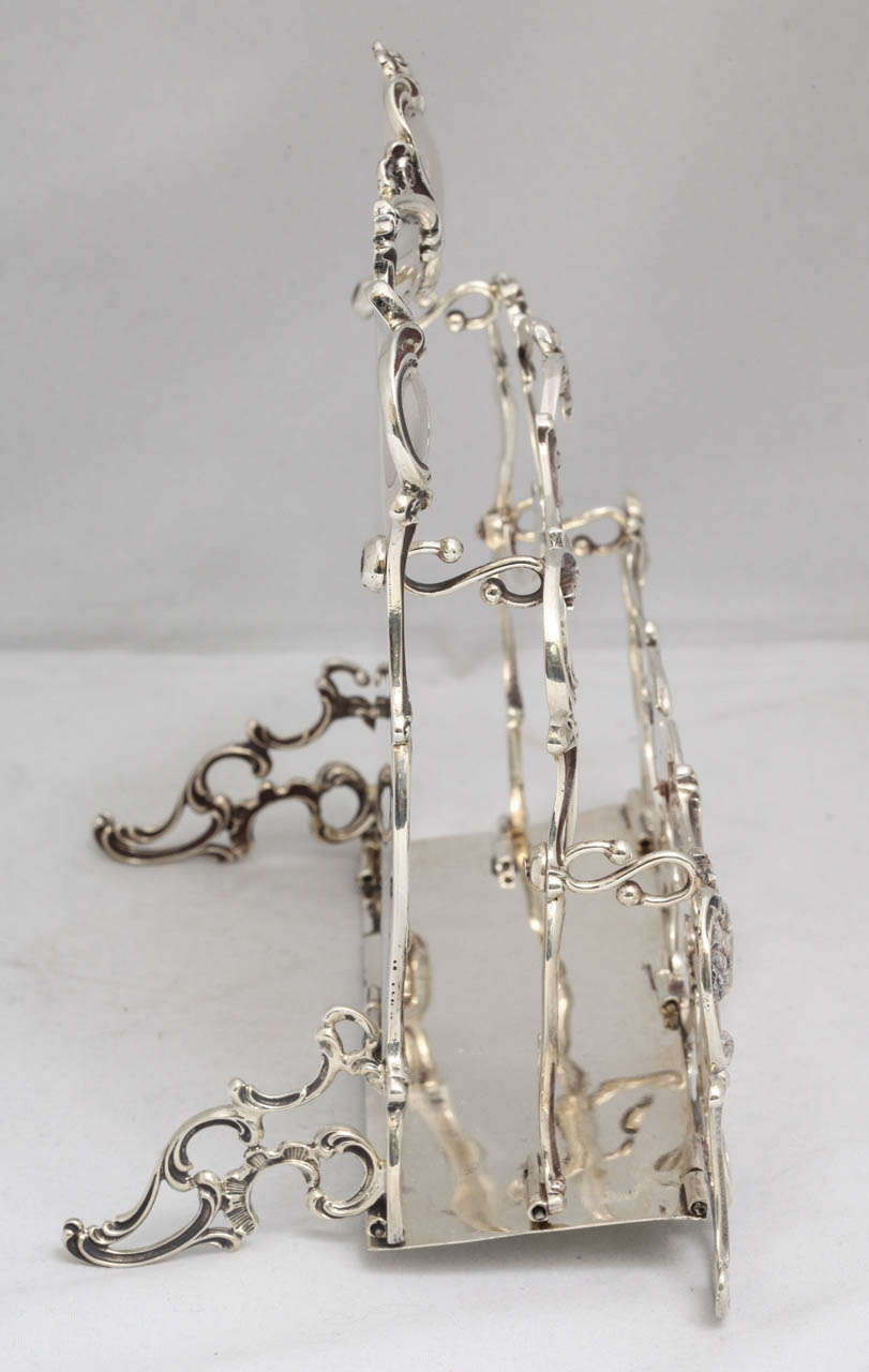 Sterling Silver Footed Art Nouveau Letter Rack In Excellent Condition In New York, NY