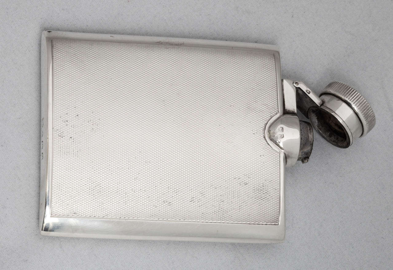 British Art Deco Sterling Silver Flask