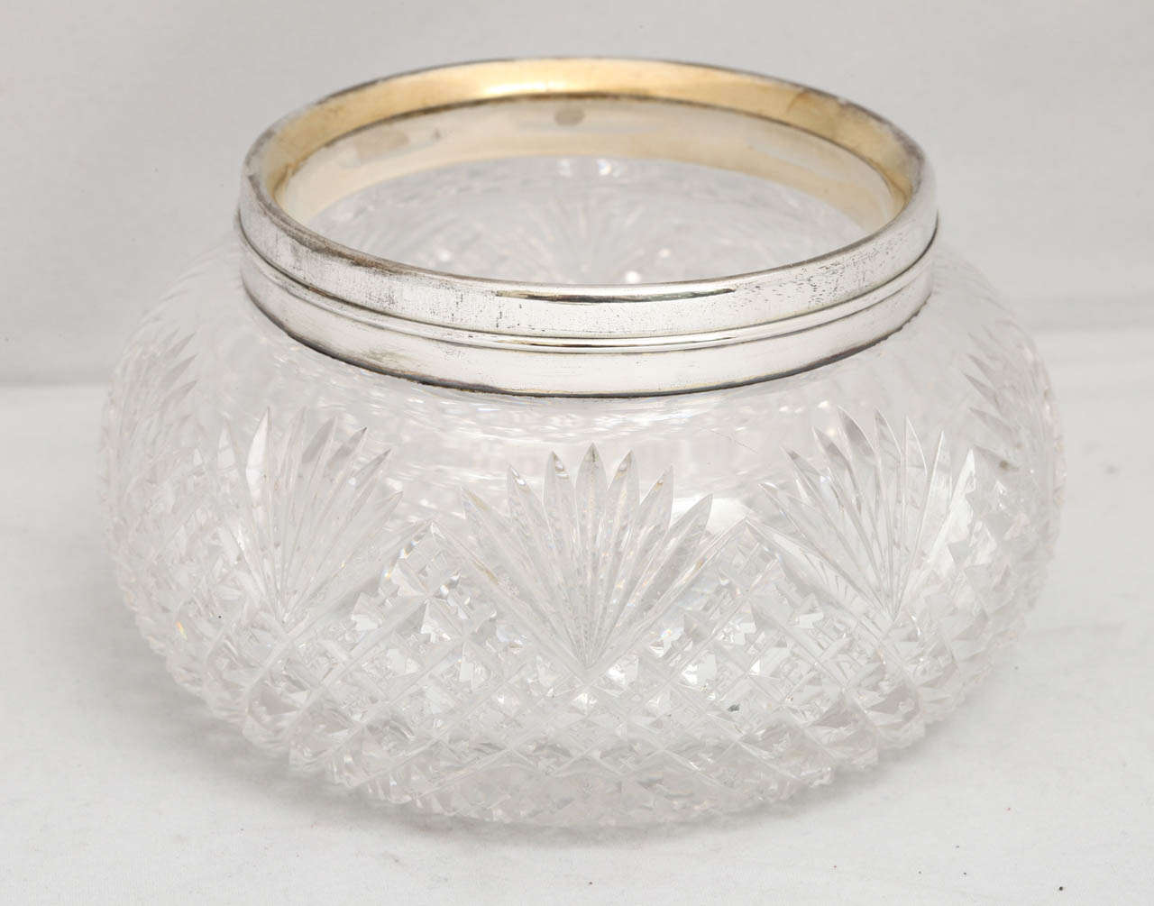 Crystal Rare Edwardian Sterling Silver-Mounted Powder Jar