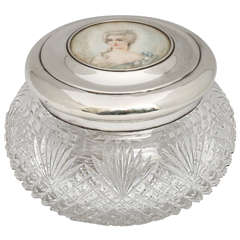 Antique Rare Edwardian Sterling Silver-Mounted Powder Jar