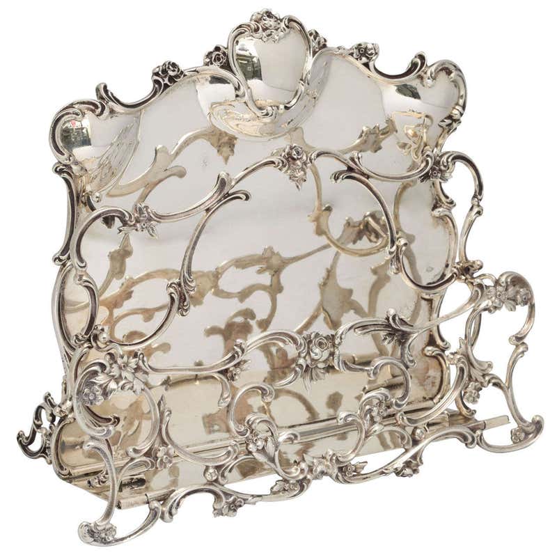Sterling Silver Footed Art Nouveau Letter Rack at 1stDibs
