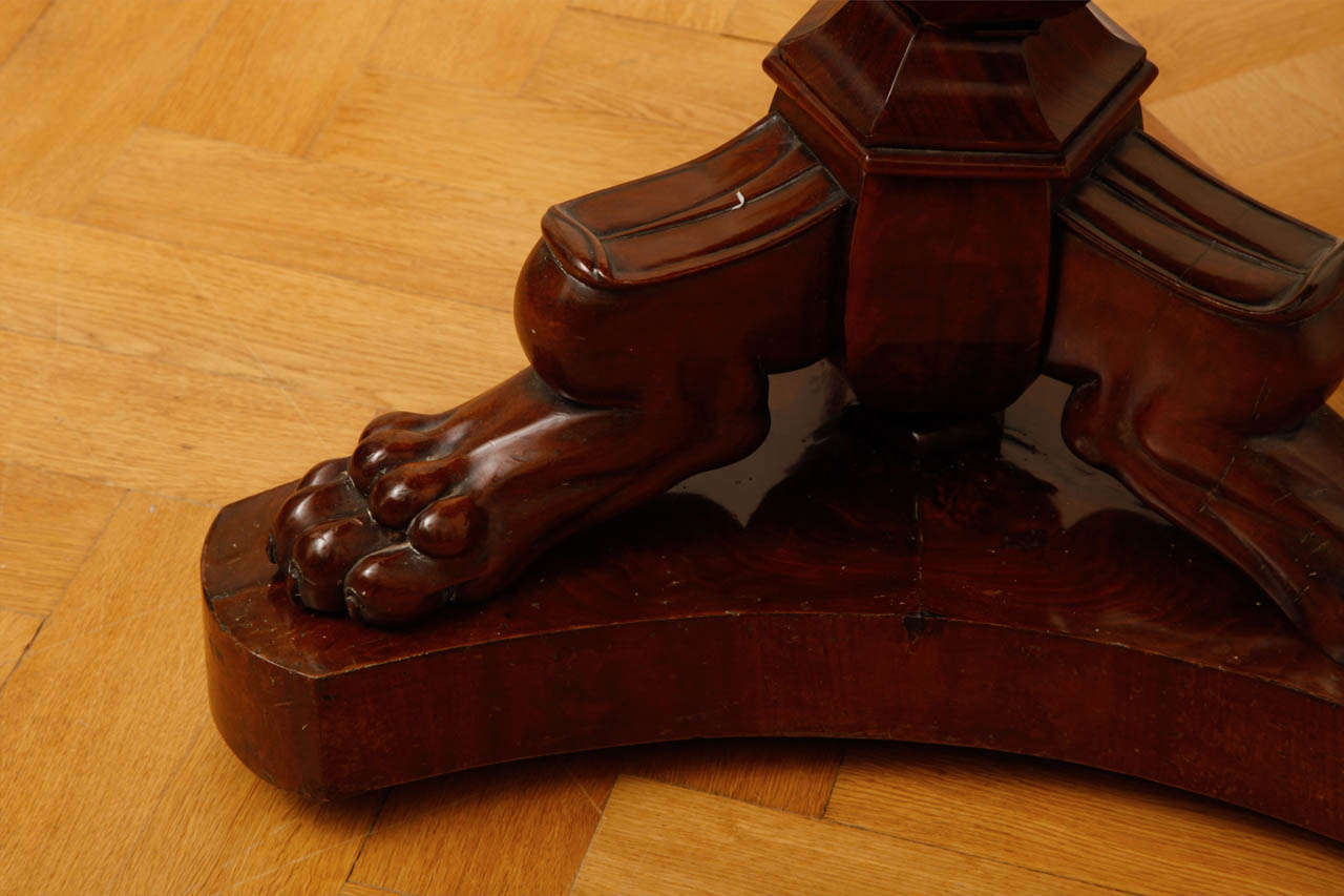 Circular Mahogany Jardiniere Resting on a Tripod Ending on Paw Feet For Sale 1