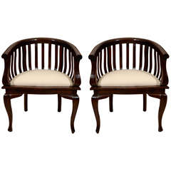 Pair of Beech Barrel Form Chairs