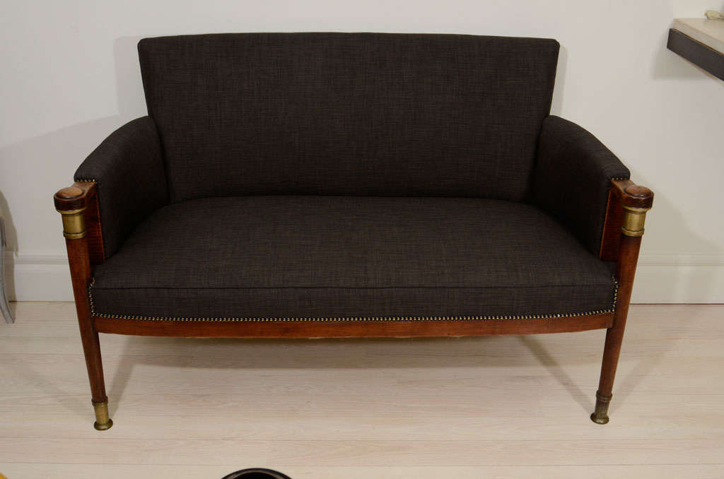 Walnut Upholstered Settee