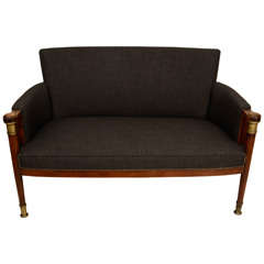 Walnut Upholstered Settee