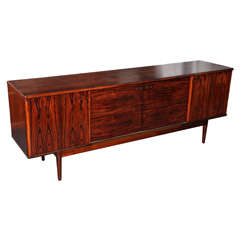 Danish Modern Rosewood Sideboard with Square "Eyeglasses" Pulls