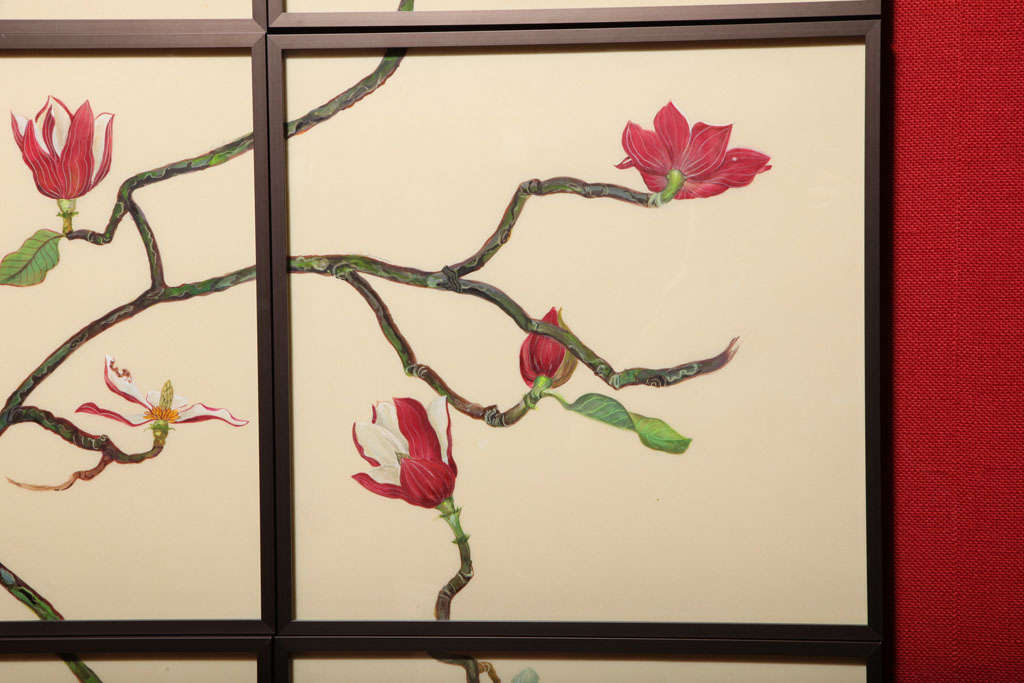 Contemporary A Framed Nine-Piece Red Magnolia by Anna Chiara Branca