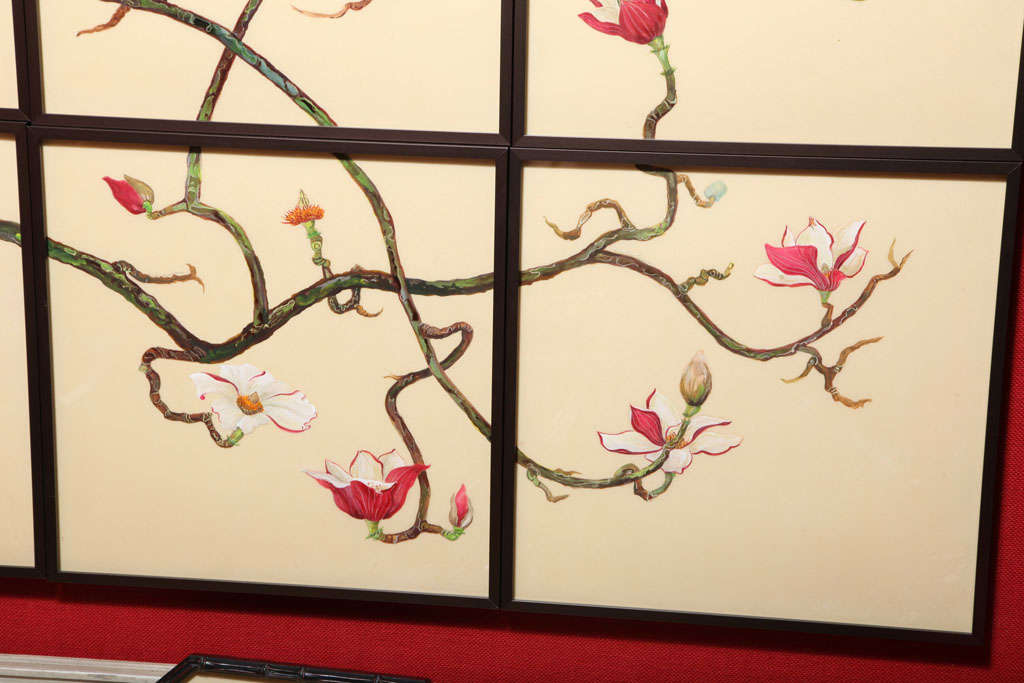 A Framed Nine-Piece Red Magnolia by Anna Chiara Branca 2