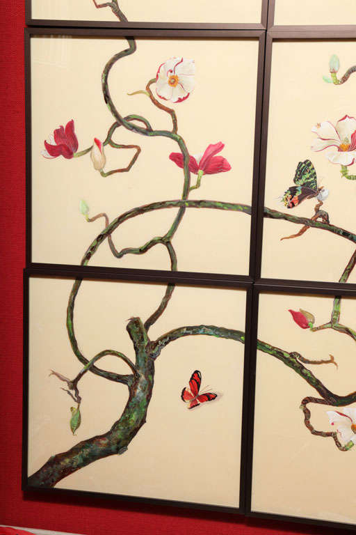 A Framed Nine-Piece Red Magnolia by Anna Chiara Branca 3