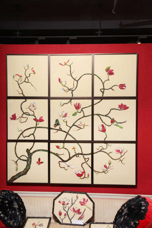 A Framed Nine-Piece Red Magnolia by Anna Chiara Branca 6