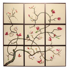 A Framed Nine-Piece Red Magnolia by Anna Chiara Branca