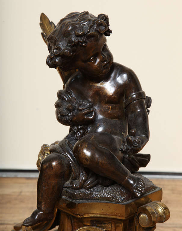 19th Century A pair of French bronze chenets