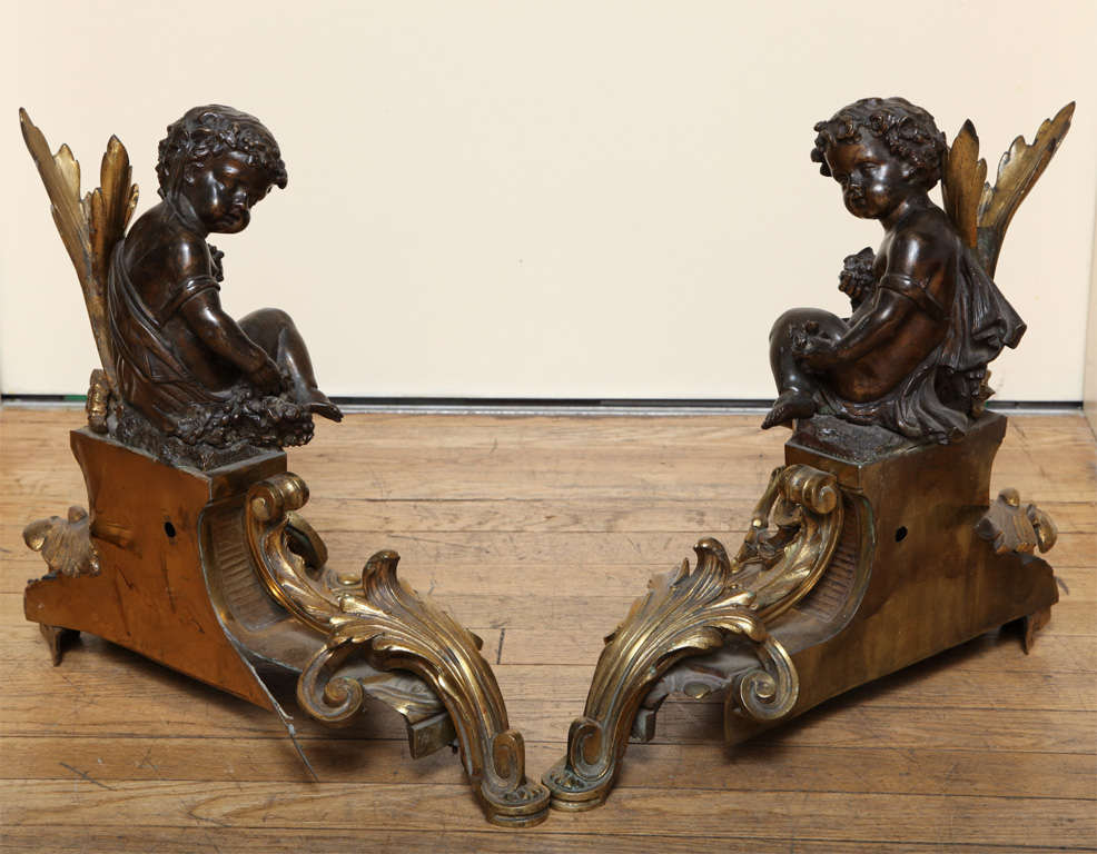 A pair of French bronze chenets 3
