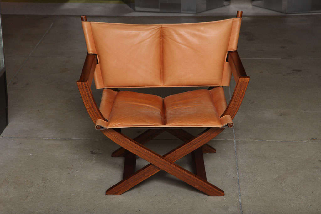 Hardwood And Leather Folding Chair