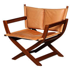 Hardwood And Leather Folding Chair