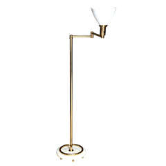 Brass Plated And Glass Shade Floor Lamp