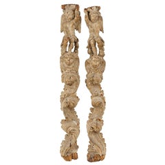 A Pair of 16th c. Limed Applique Architectural Elements