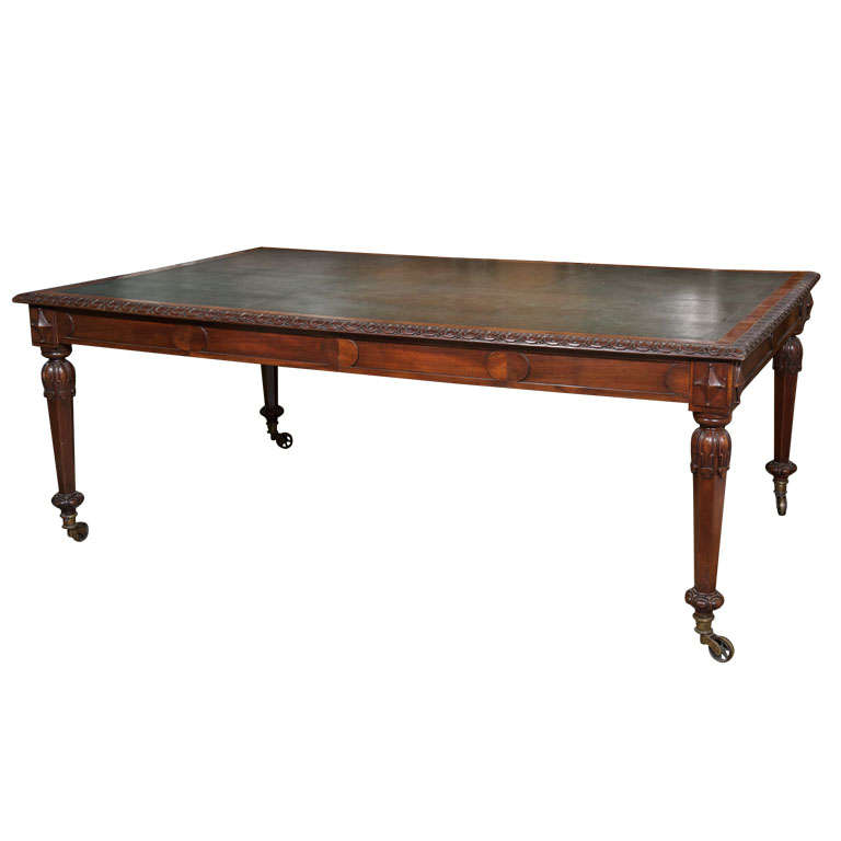 19th Century Irish Carved Mahogany Partners' Desk For Sale