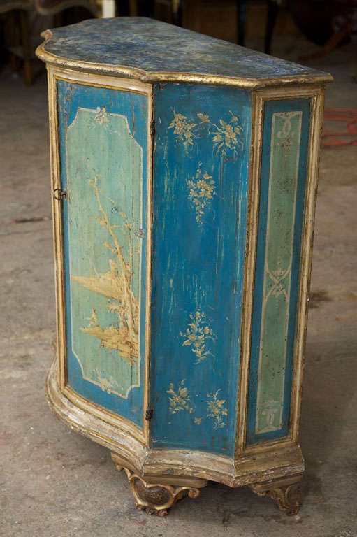 An 18th c. Italian Polychrome & Parcel Gilt Diminutive Credenza