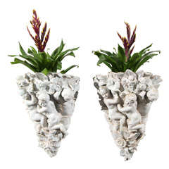 Pair of Italian Porcelain Putti Wall Appliques Jardinieres 1