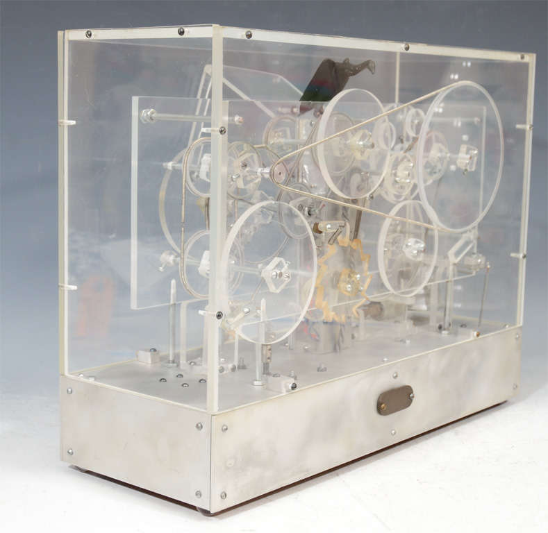 Mid-20th Century Machine Age Modernist Lucite Kinetic Sculpture with Moving Gears For Sale