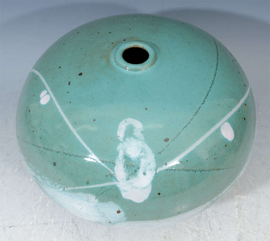 Mid Century Japanese Studio Ceramic Vase For Sale 1