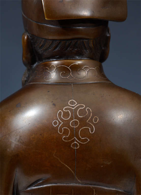 Bronze japonais ancien d'époque Meiji représentant un vieil homme (jerodien) en vente 3