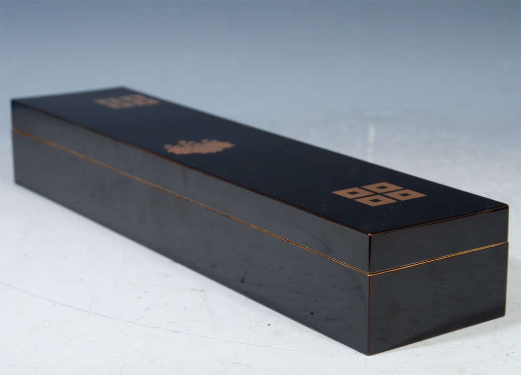 20th Century Antique Japanese Meiji Period Lacquered Box w/ Original Case For Sale