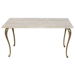 An Italian 1960s Marble Top Console Table on Bronze Legs