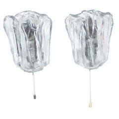 Pair of Mid Century Textured Glass Sconces by Kalmar