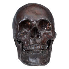 Mid Century Cast Metal "Memento Mori" Skull Sculpture