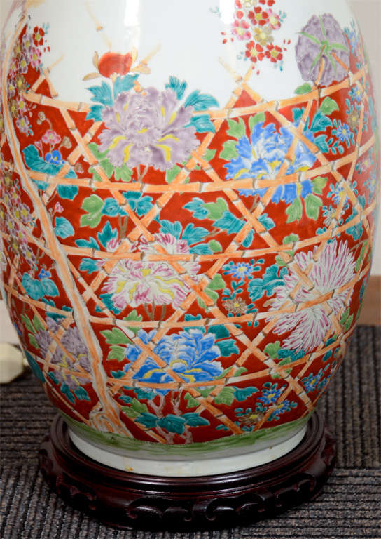 Edo Two Japanese Imari Palace Vases Adapted as Lamps For Sale