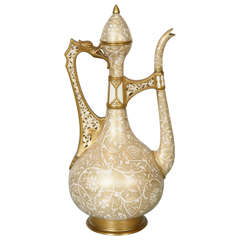 Antique English Porcelain Ewer in the Islamic Style, 19th Century