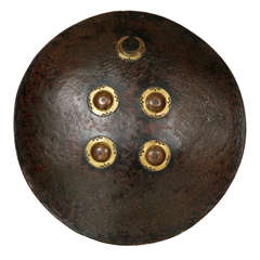 Gilt Copper Mounted Hide Indian Shield, 18th Century
