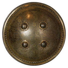 Gold inlaid steel shield, 19th century