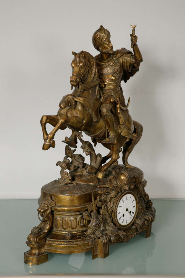 Orientalist Pewter Clock, 19th Century