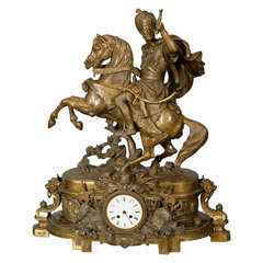 Antique Orientalist Pewter Clock, 19th Century