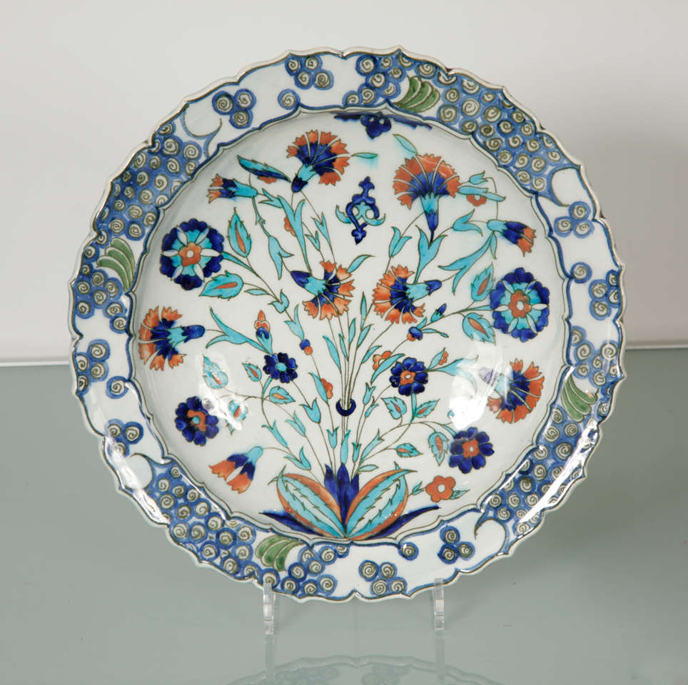 French Iznik Style Pottery Charger 19th Century
