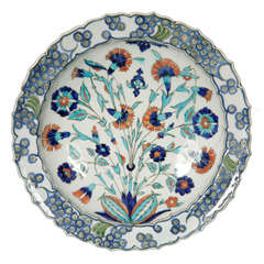 French Iznik Style Pottery Charger 19th Century